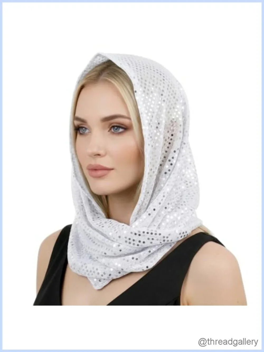 Sequin Rave Hood Headscarf Fashion Scarf Shawl Wrap Festival Accessory for Women